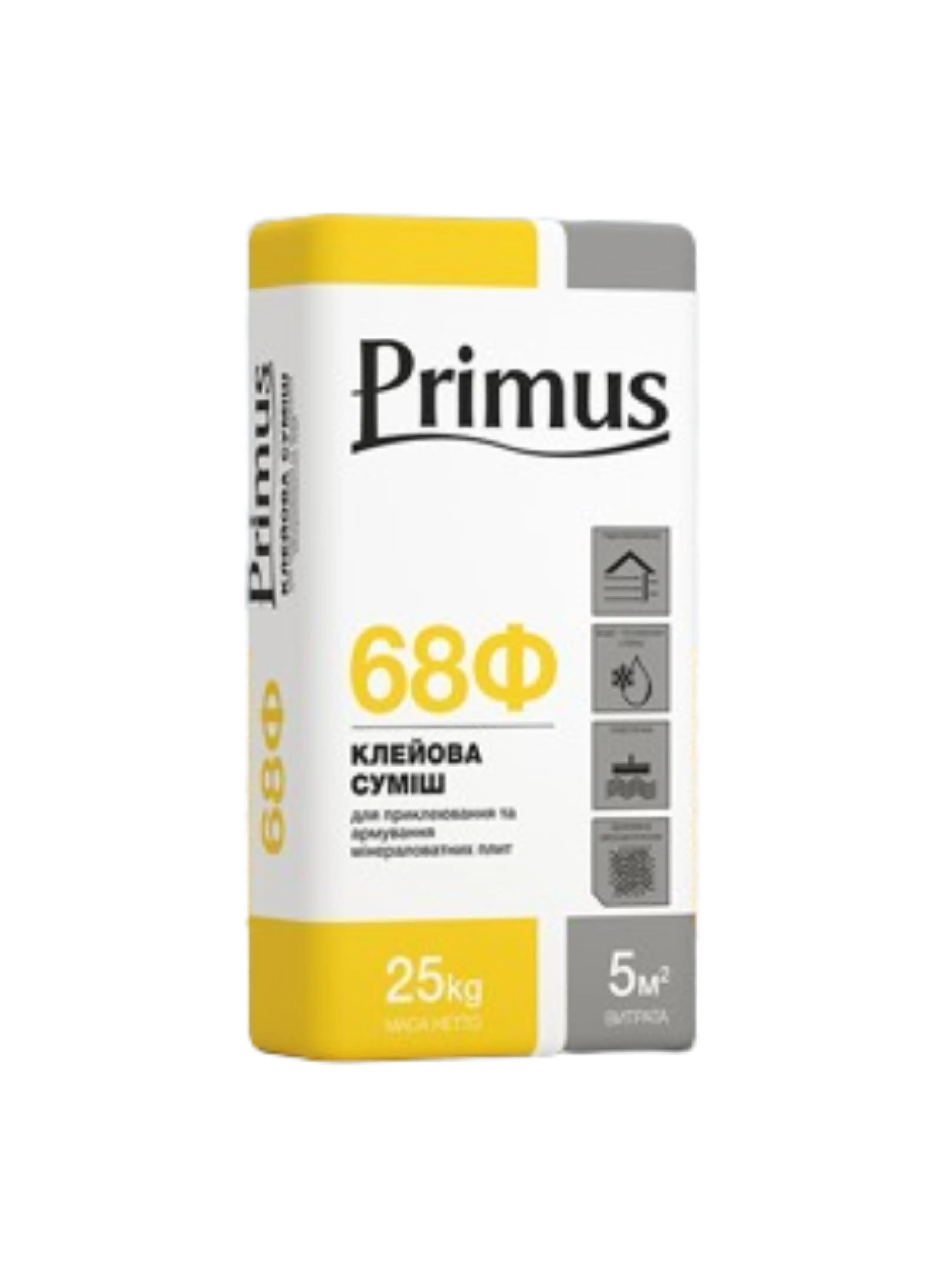Клей для приклеювання та армування мінеральної вати TM "Primus" "68Ф", 25 кг