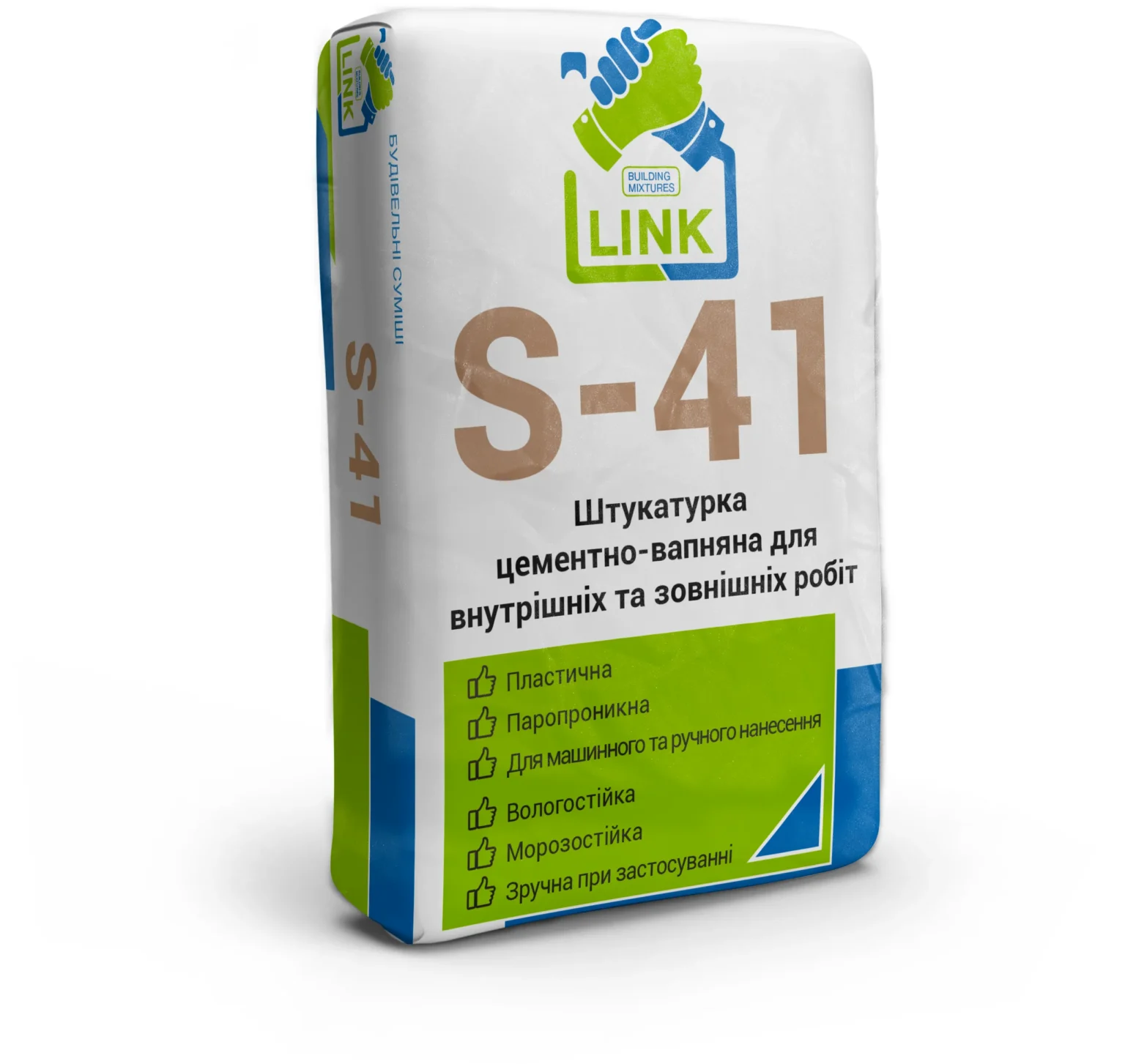 Штукатурка цементно-вапняна TM "Link" "S-41", 25 кг