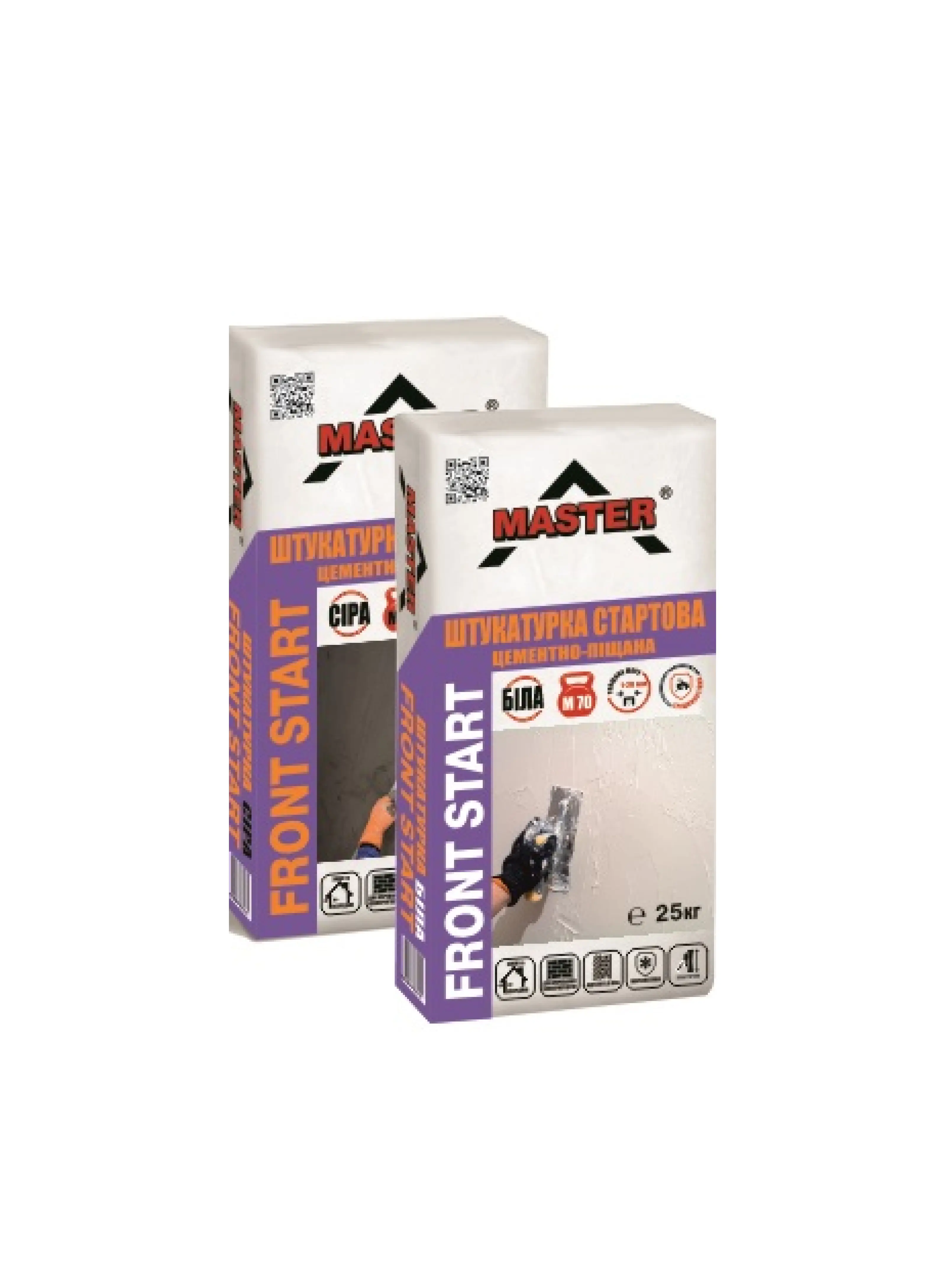 Штукатурка стартова TM "Master" "Master-Front. Піщано-біла", 25 кг